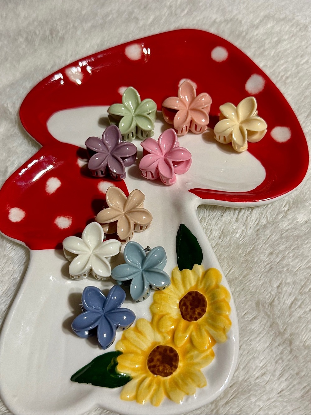 9pc Set Multicolor Small Flowers Purse Accessories/Decor or Hair Claw Clips New